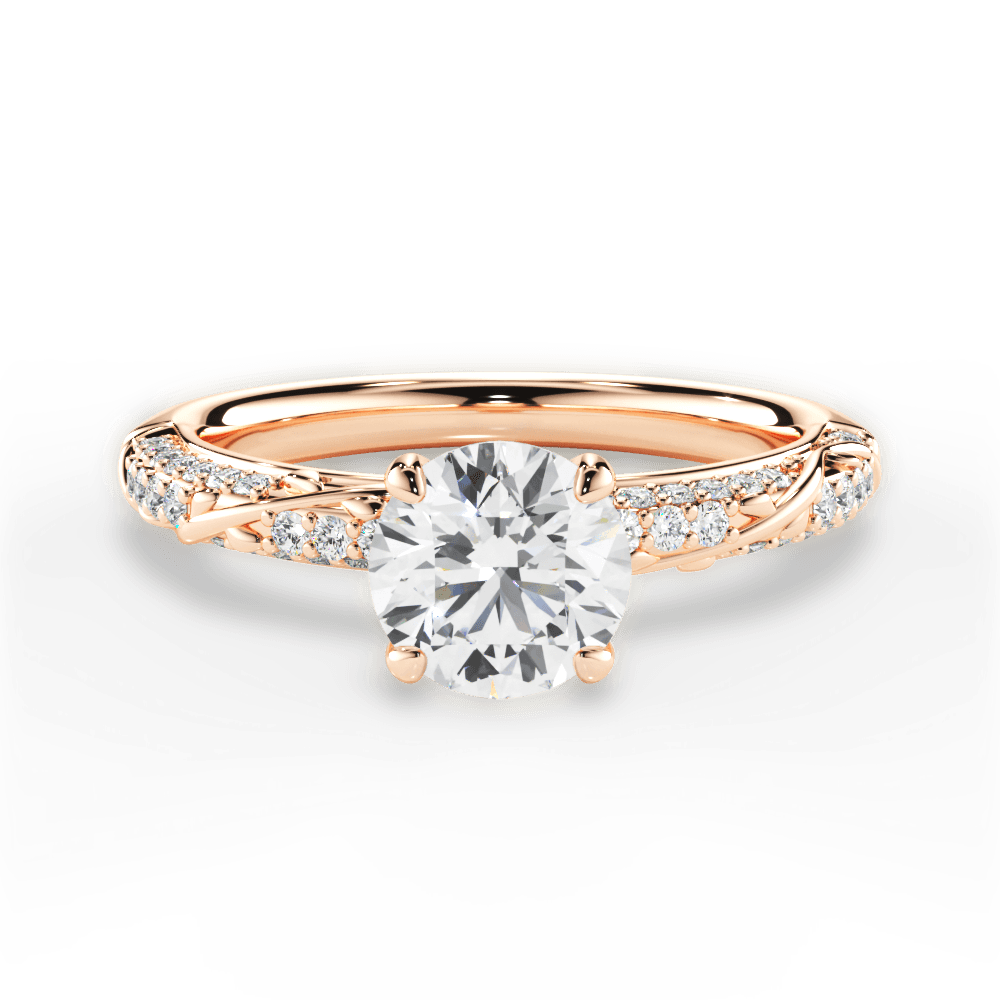 Gloria Round Cut Lab Grown Diamond 18Kt Rose Gold Engagement Ring