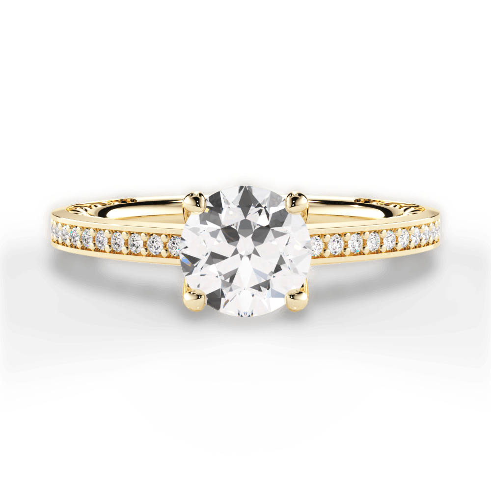 Donna Round Cut Lab Grown Diamond 18Kt Yellow Gold Engagement Ring
