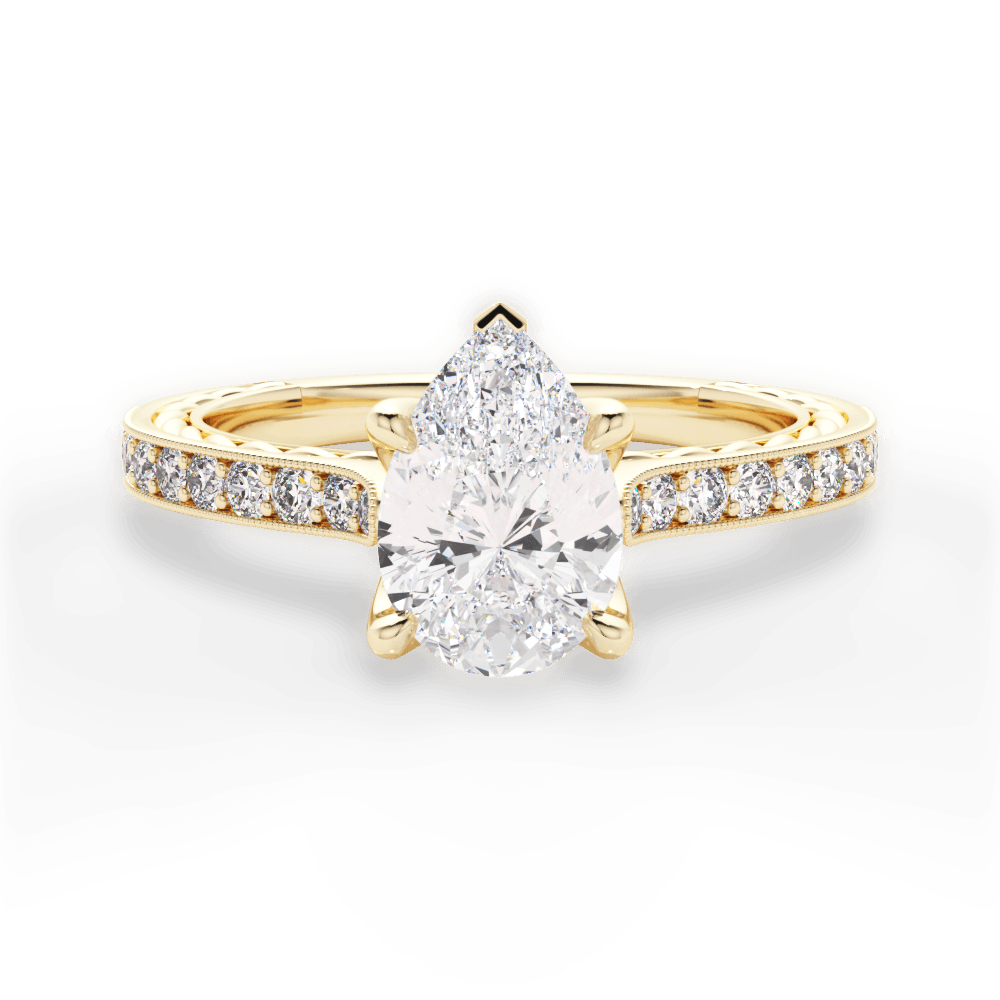 Gilda Pear Cut Lab Grown Diamond 18Kt Yellow Gold Engagement Ring