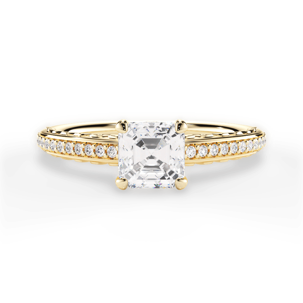 Caroline Asscher Cut Lab Grown Diamond 18Kt Yellow Gold Engagement Ring