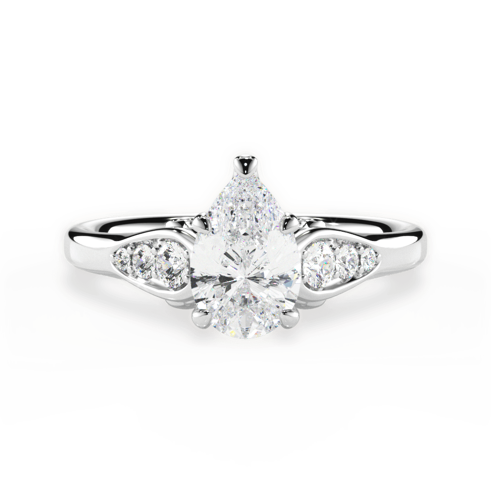 Cecilia Pear Cut Lab Grown Diamond 14Kt White Gold Engagement Ring
