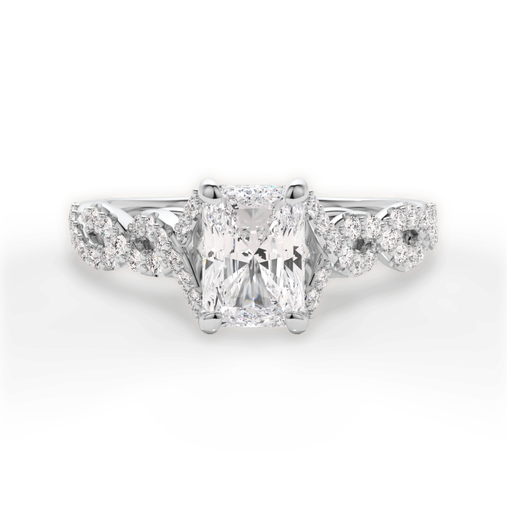 Justine Radiant Cut Lab Grown Diamond Platinum Engagement Ring