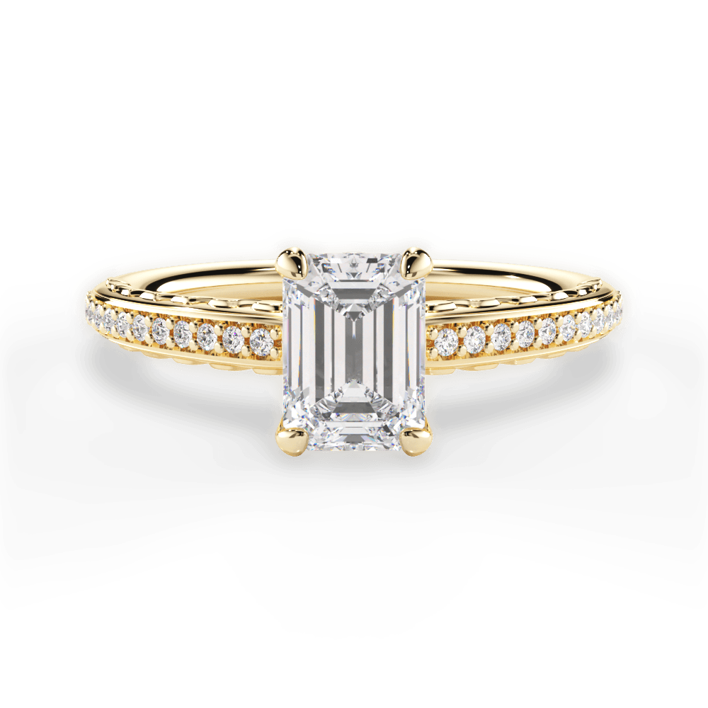 Caroline Emerald Cut Lab Grown Diamond 18Kt Yellow Gold Engagement Ring