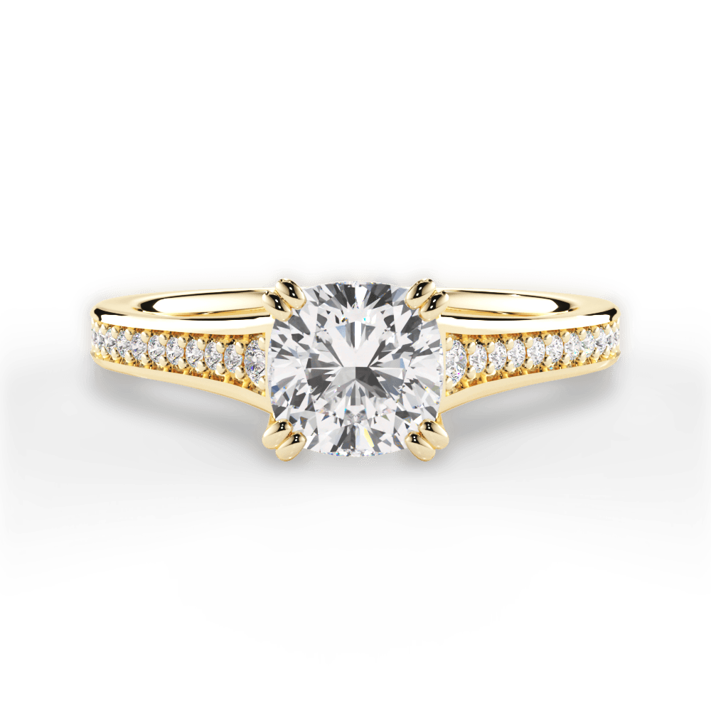 Delia Cushion Cut Lab Grown Diamond 18Kt Yellow Gold Engagement Ring