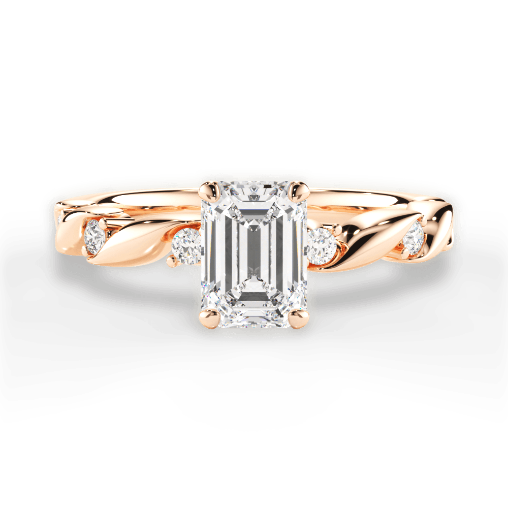 Emma Emerald Cut Lab Grown Diamond 18Kt Rose Gold Engagement Ring