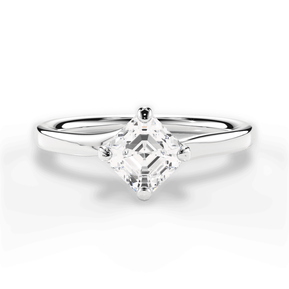 Ashley Asscher Cut Lab Grown Diamond Platinum Engagement Ring