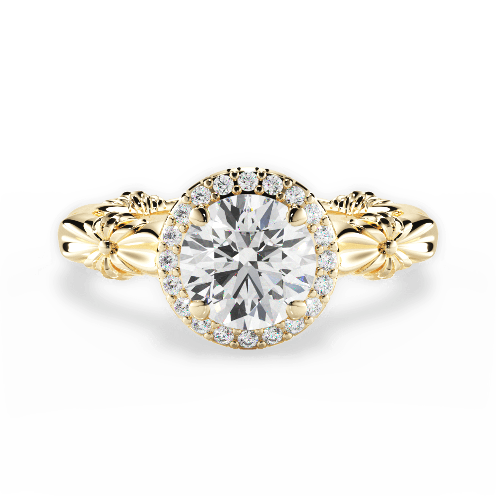 Erica Round Cut Lab Grown Diamond 18Kt Yellow Gold Engagement Ring