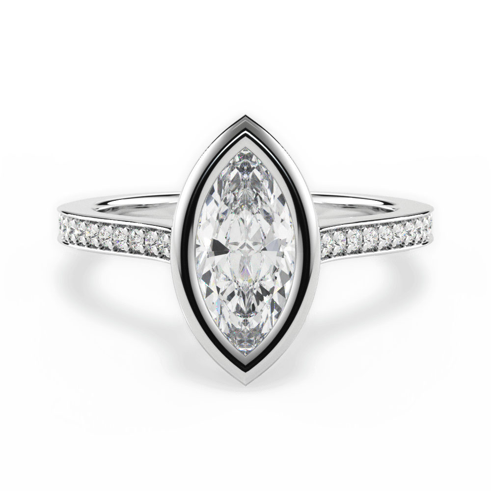 Deanna Marquise Cut Lab Grown Diamond 14Kt White Gold Engagement Ring
