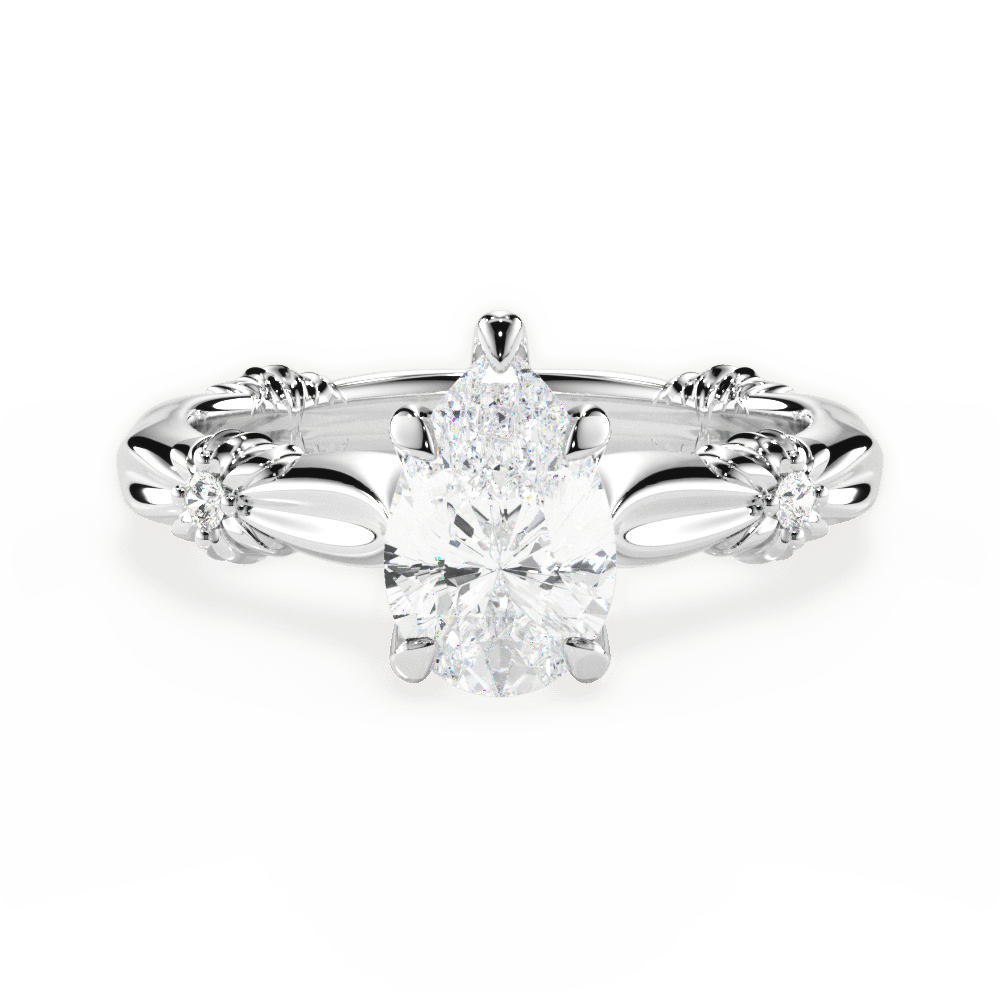 Claire Pear Cut Lab Grown Diamond 18Kt White Gold Engagement Ring