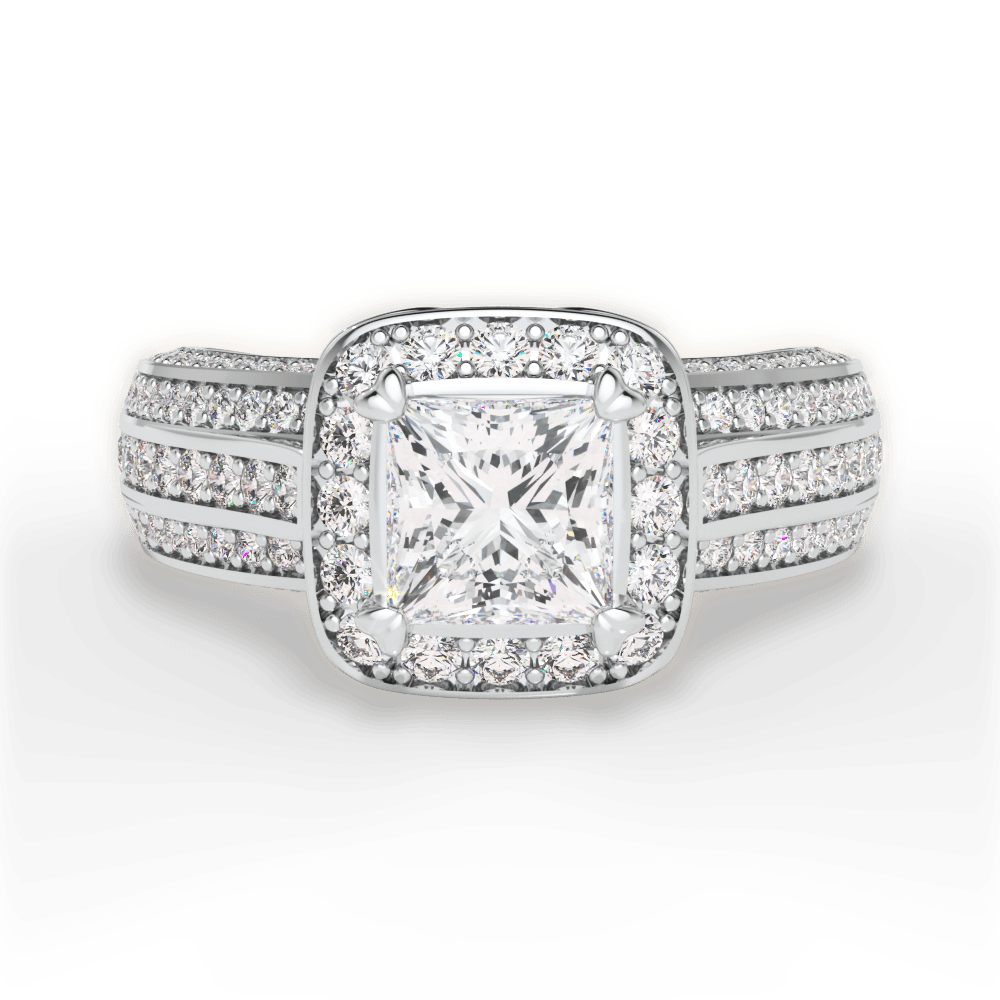 Madison Princess Cut Lab Grown Diamond 14Kt White Gold Engagement Ring