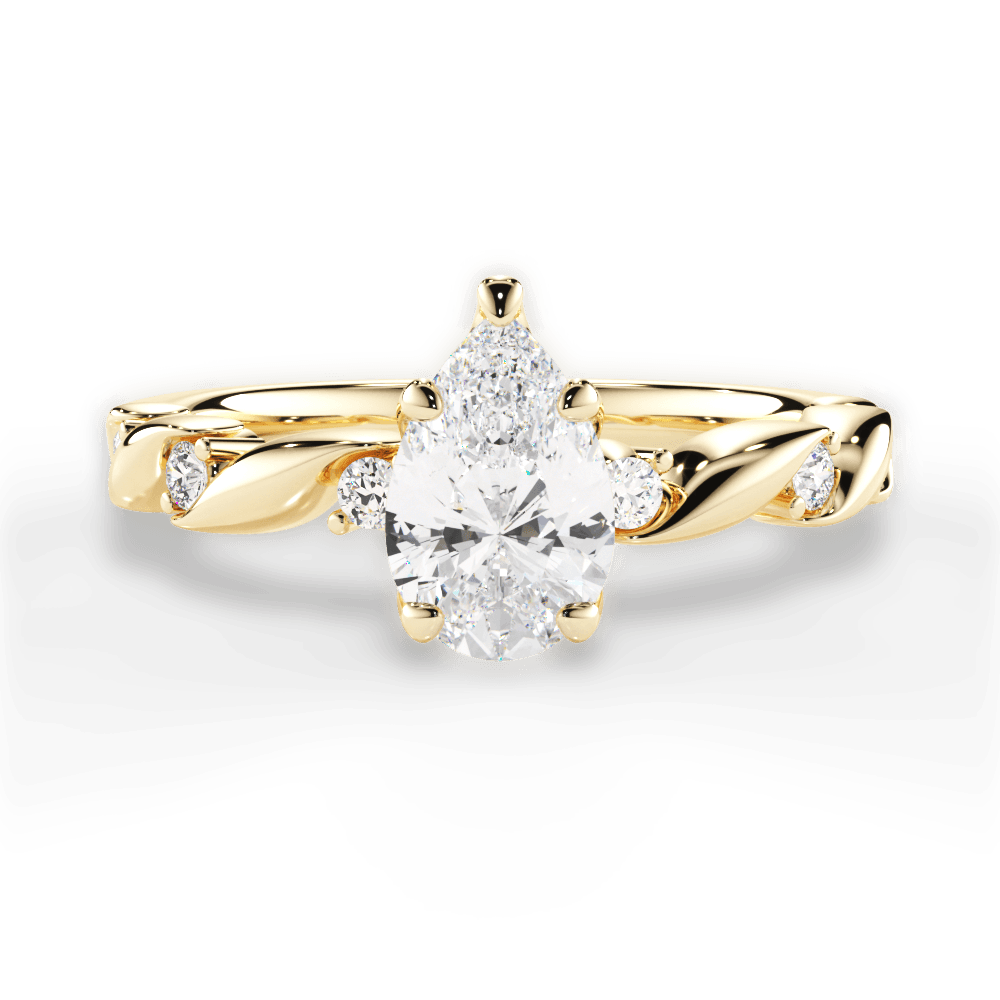 Emma Pear Cut Lab Grown Diamond 18Kt Yellow Gold Engagement Ring