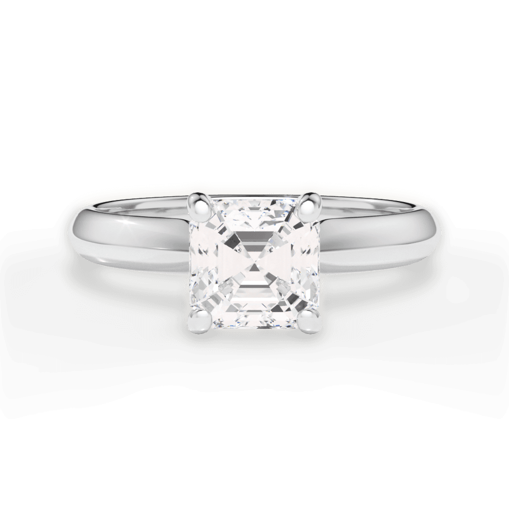 Aria Asscher Cut Lab Grown Diamond 18Kt White Gold Engagement Ring