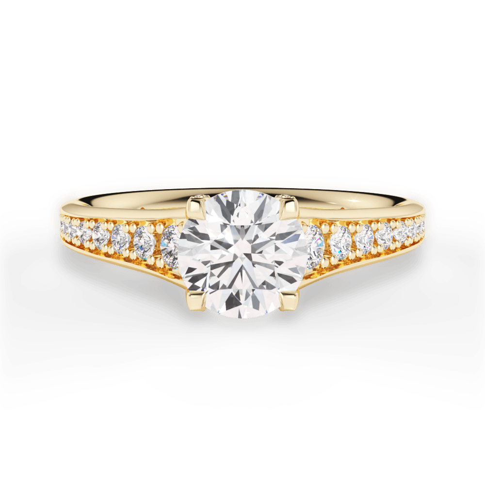 Leslie Round Cut Lab Grown Diamond 18Kt Yellow Gold Engagement Ring