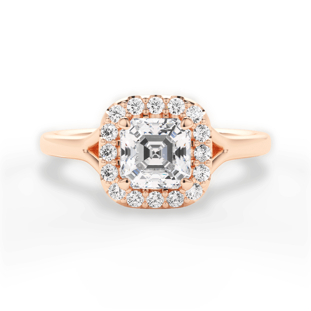Geneva Asscher Cut Lab Grown Diamond 18Kt Rose Gold Engagement Ring
