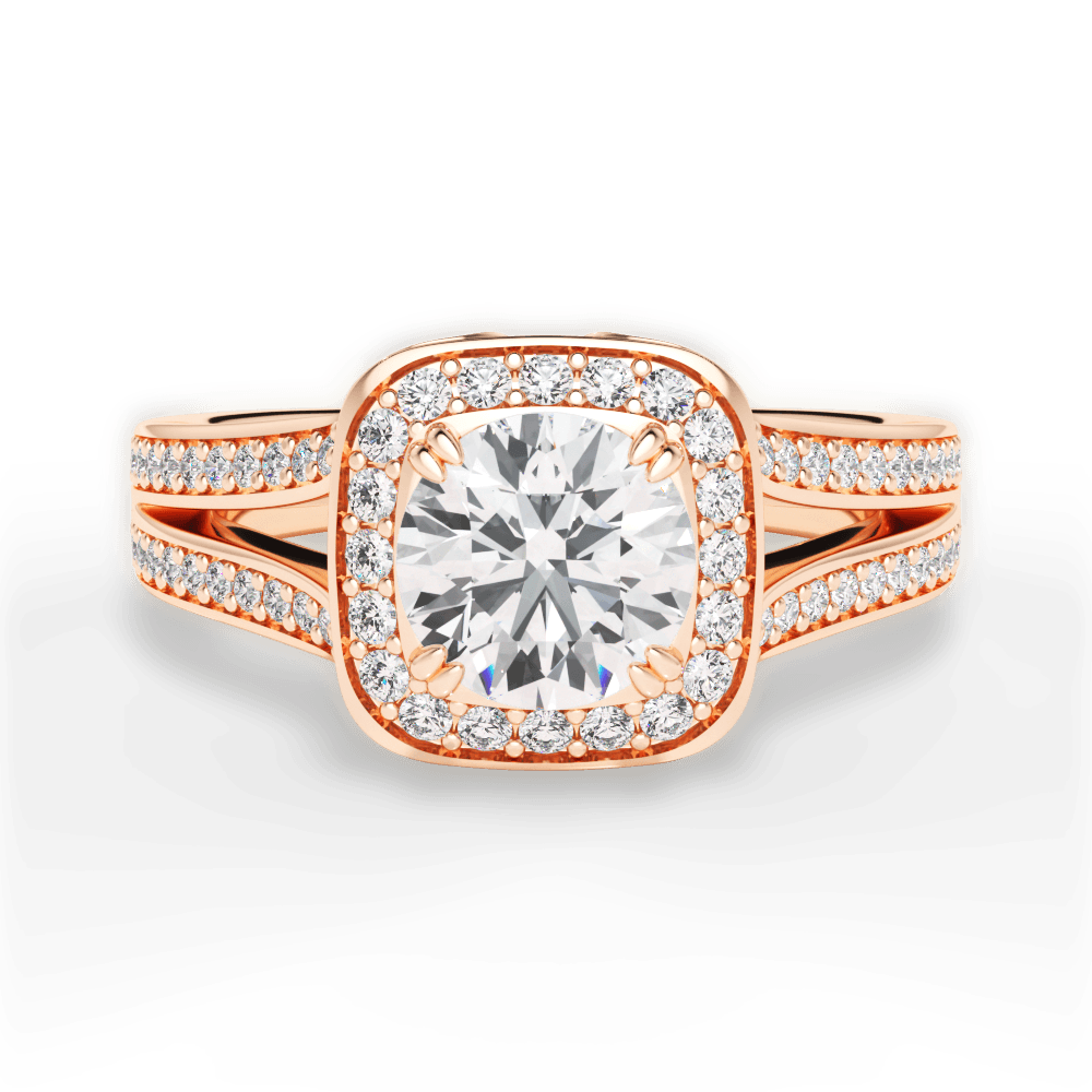 Mackenzie Round Cut Lab Grown Diamond 18Kt Rose Gold Engagement Ring