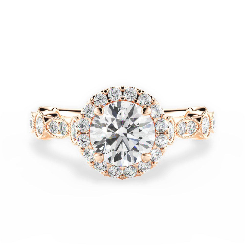 Irene Round Cut Lab Grown Diamond 18Kt Rose Gold Engagement Ring