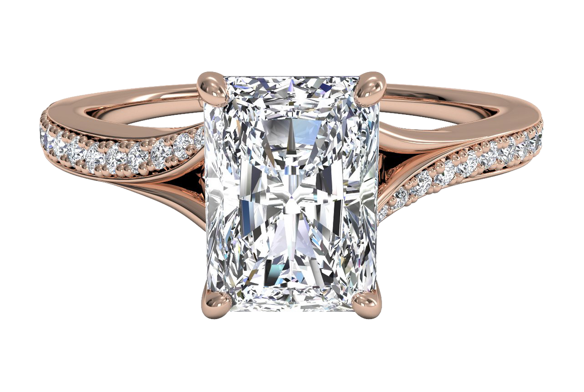 Elise Radiant Cut Lab Grown Diamond 18Kt Rose Gold Engagement Ring