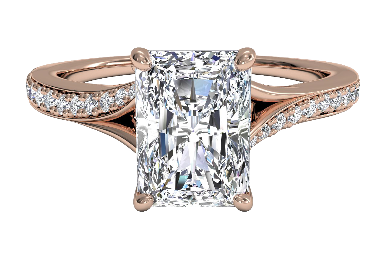 Elise Radiant Cut Lab Grown Diamond 18Kt Rose Gold Engagement Ring