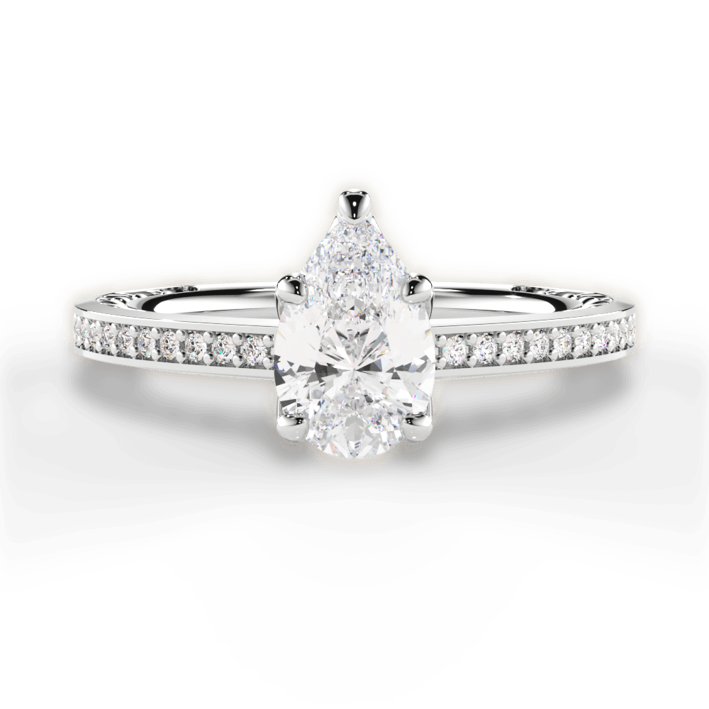 Donna Pear Cut Lab Grown Diamond Platinum Engagement Ring