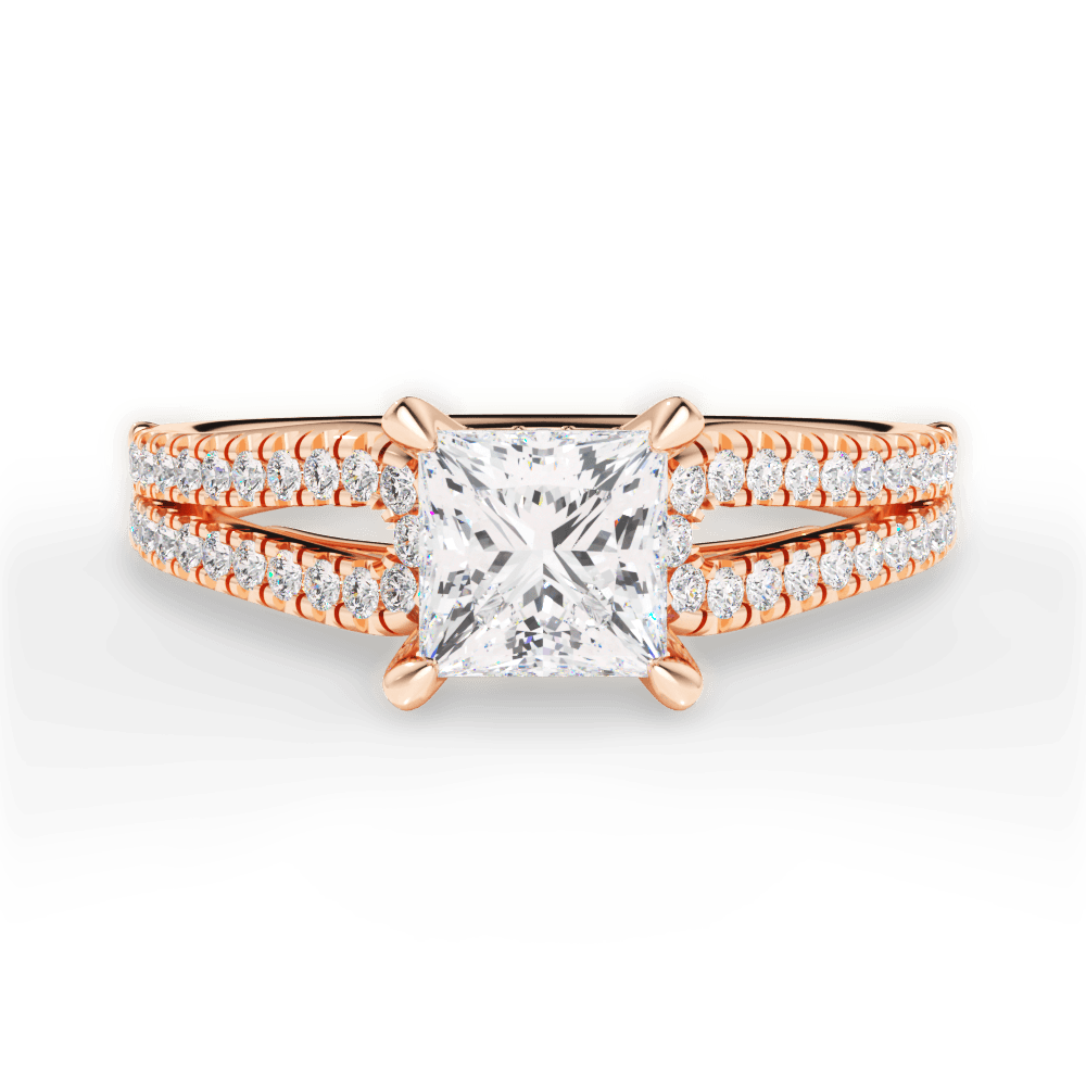 Jessica Princess Cut Lab Grown Diamond 18Kt Rose Gold Engagement Ring