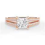 Jessica Princess Cut Lab Grown Diamond 18Kt Rose Gold Engagement Ring