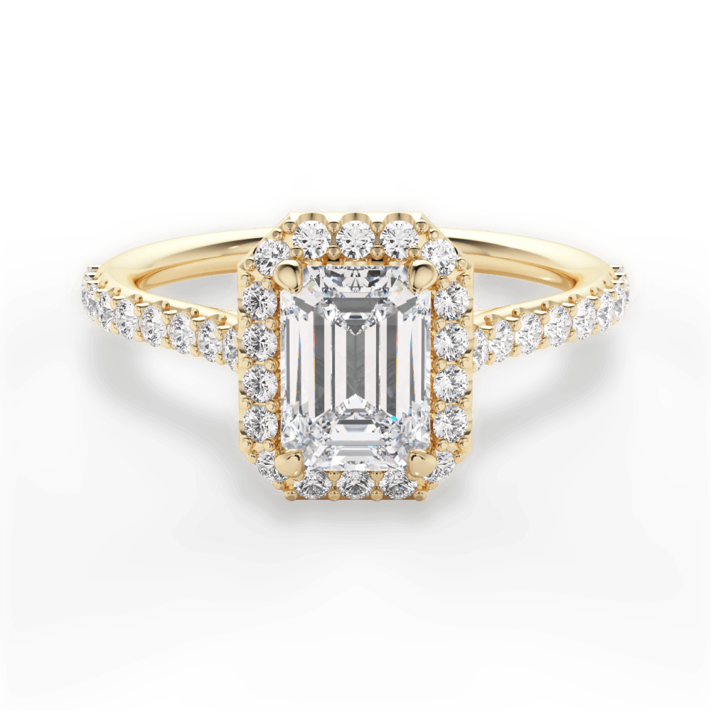 Leah Emerald Cut Lab Grown Diamond 18Kt Yellow Gold Engagement Ring