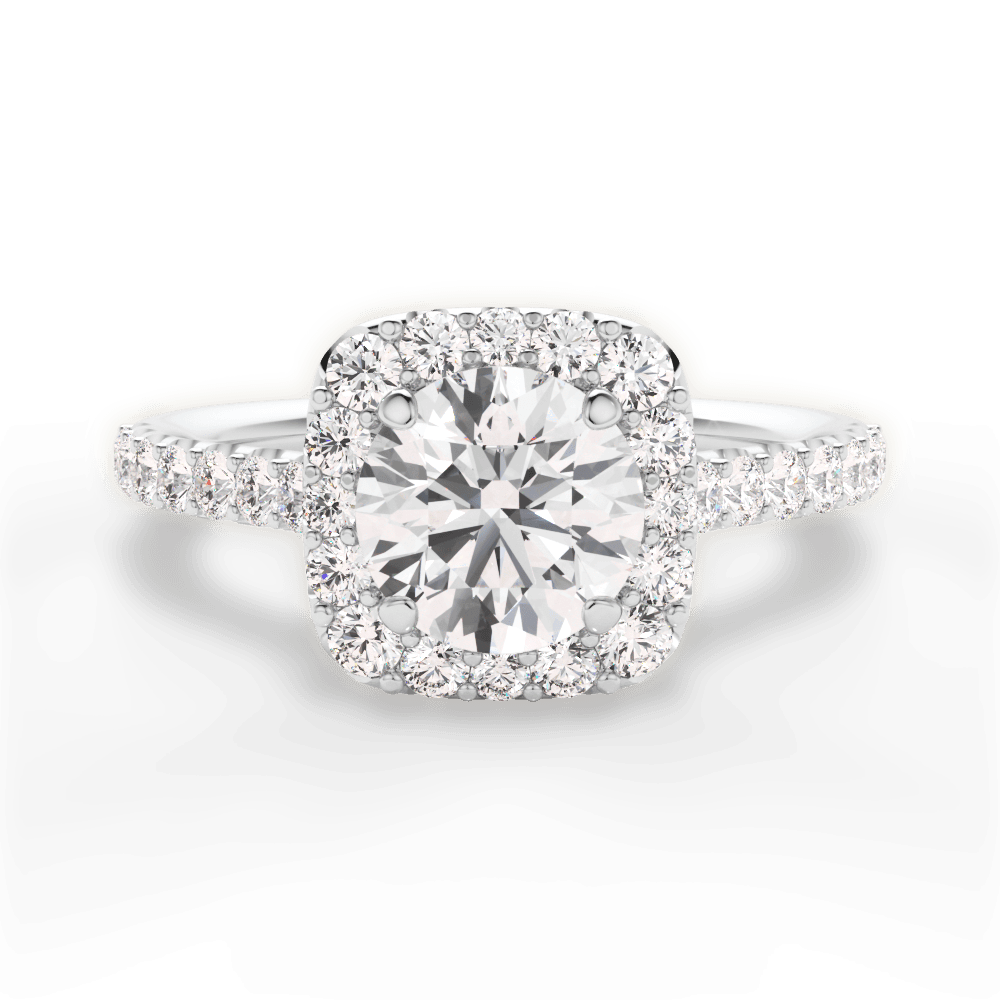 Ingrid Round Cut Lab Grown Diamond 14Kt White Gold Engagement Ring