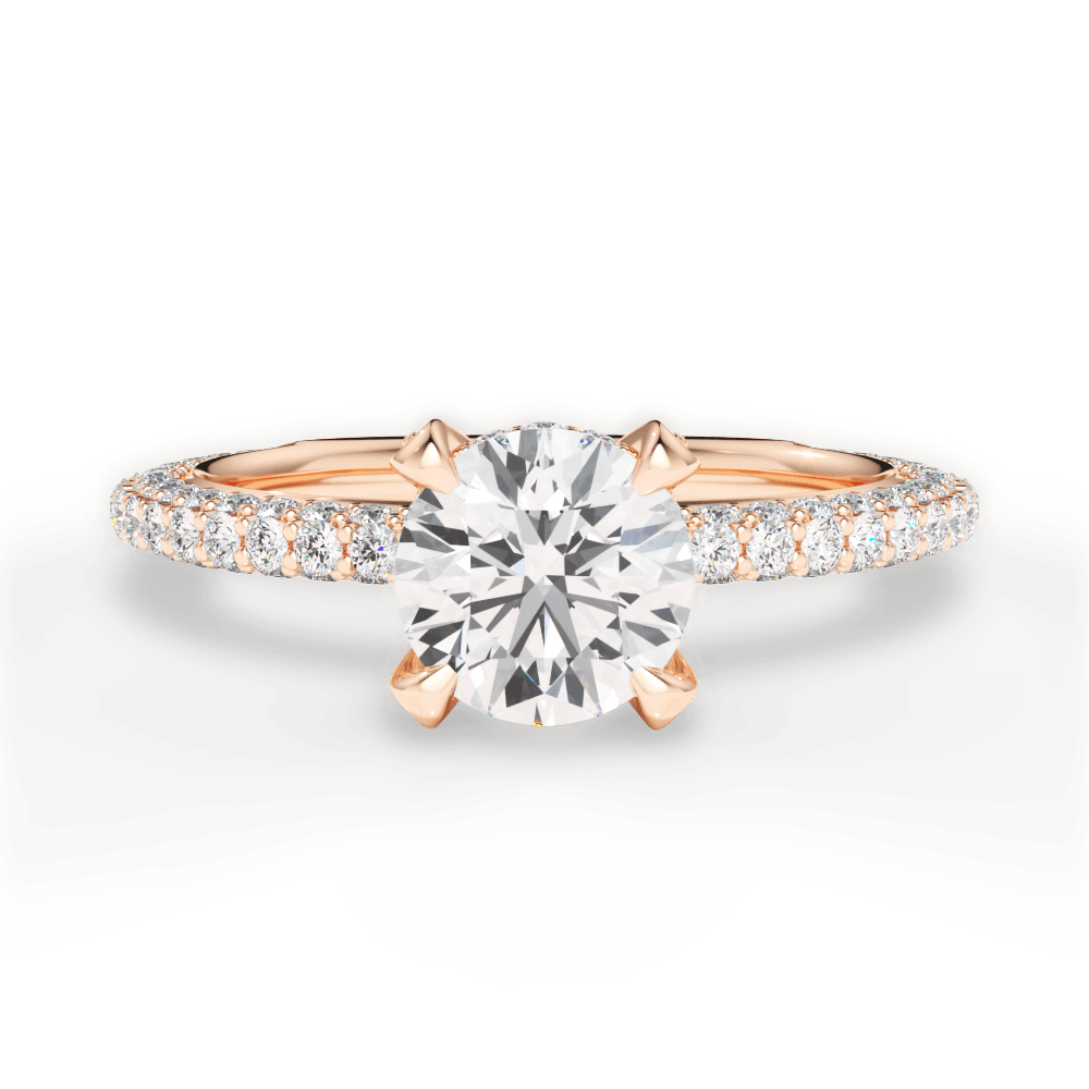 Madeline Round Cut Lab Grown Diamond 18Kt Rose Gold Engagement Ring