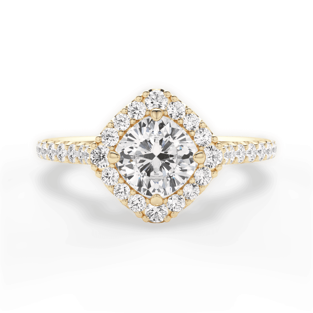 Jackie Cushion Cut Lab Grown Diamond 18Kt Yellow Gold Engagement Ring