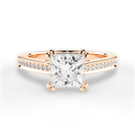 Denise Princess Cut Lab Grown Diamond 18Kt Rose Gold Engagement Ring