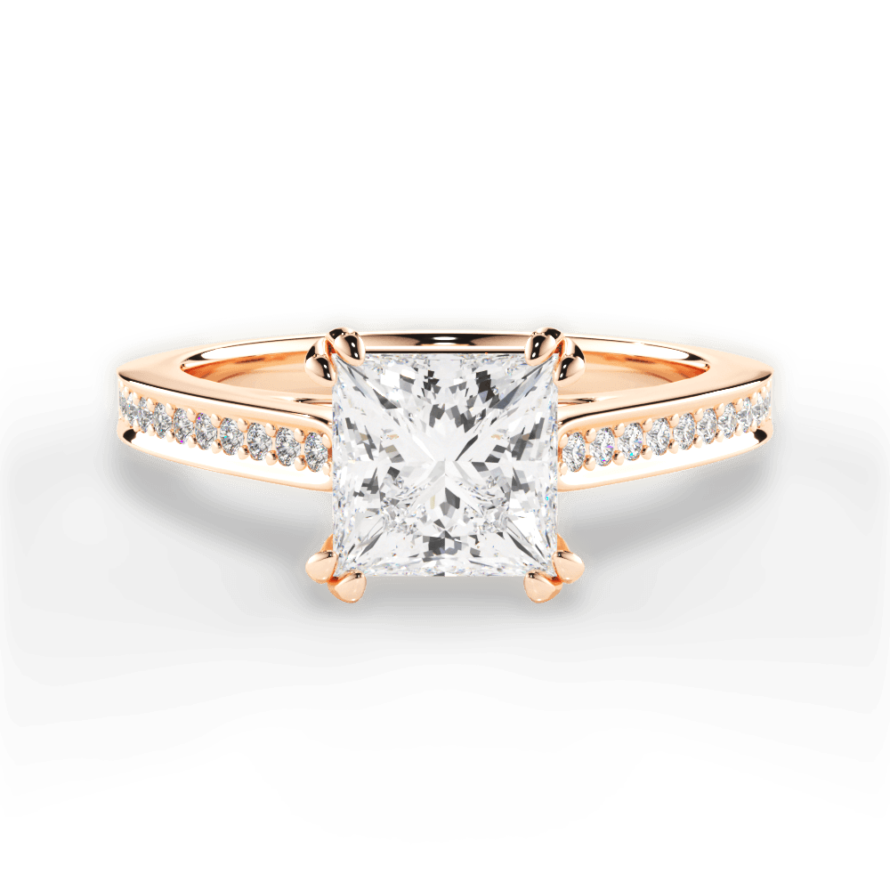 Denise Princess Cut Lab Grown Diamond 18Kt Rose Gold Engagement Ring