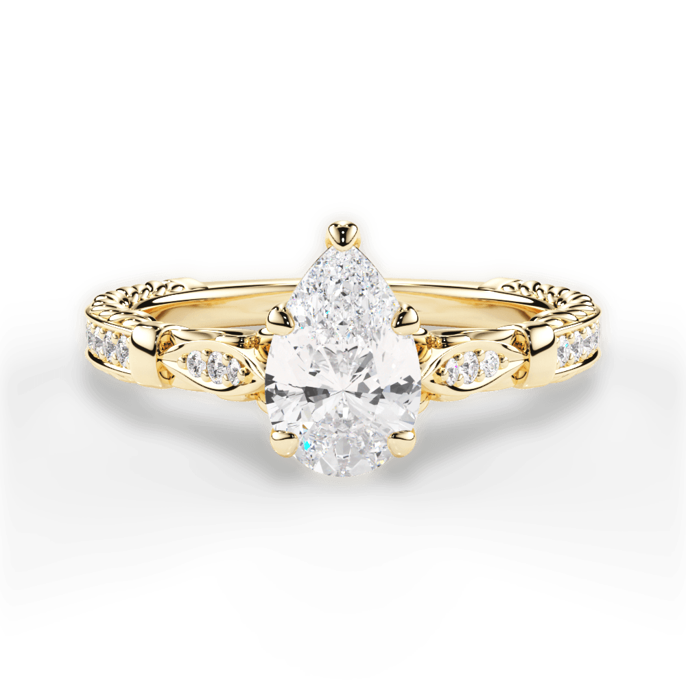Gabriela Pear Cut Lab Grown Diamond 18Kt Yellow Gold Engagement Ring