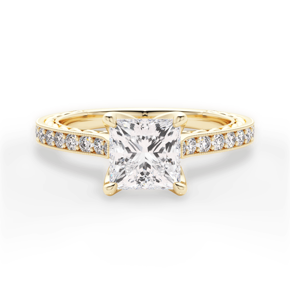 Gilda Princess Cut Lab Grown Diamond 18Kt Yellow Gold Engagement Ring