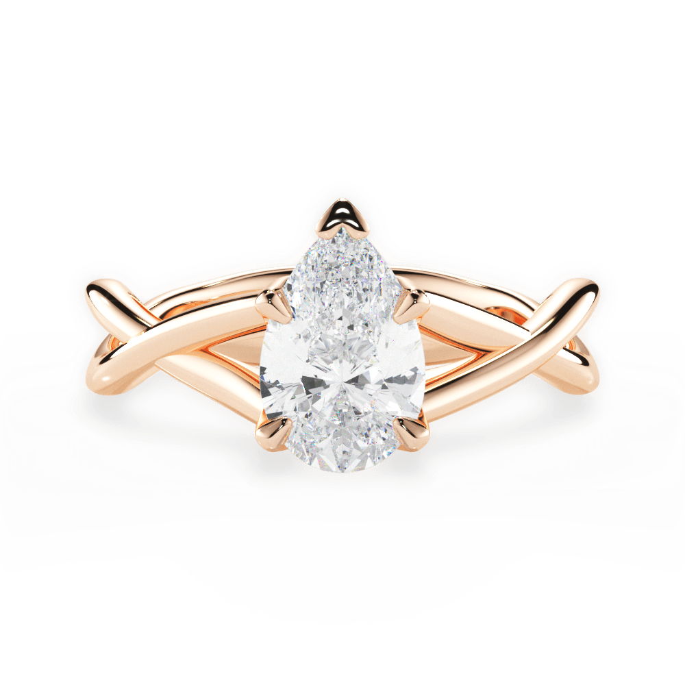 Aubrey Pear Cut Lab Grown Diamond 18Kt Rose Gold Engagement Ring