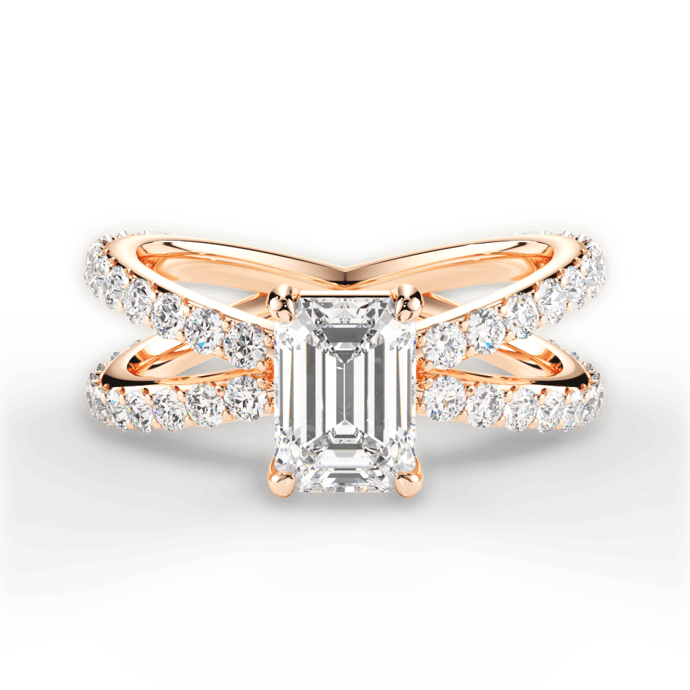 Lauren Emerald Cut Lab Grown Diamond 18Kt Rose Gold Engagement Ring