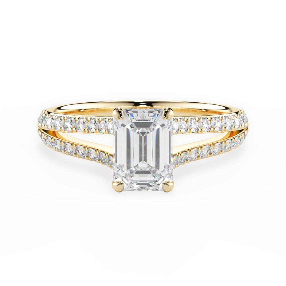 Kendra Emerald Cut Lab Grown Diamond 18Kt Yellow Gold Engagement Ring