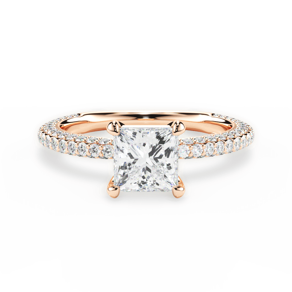 Kristen Princess Cut Lab Grown Diamond 18Kt Rose Gold Engagement Ring