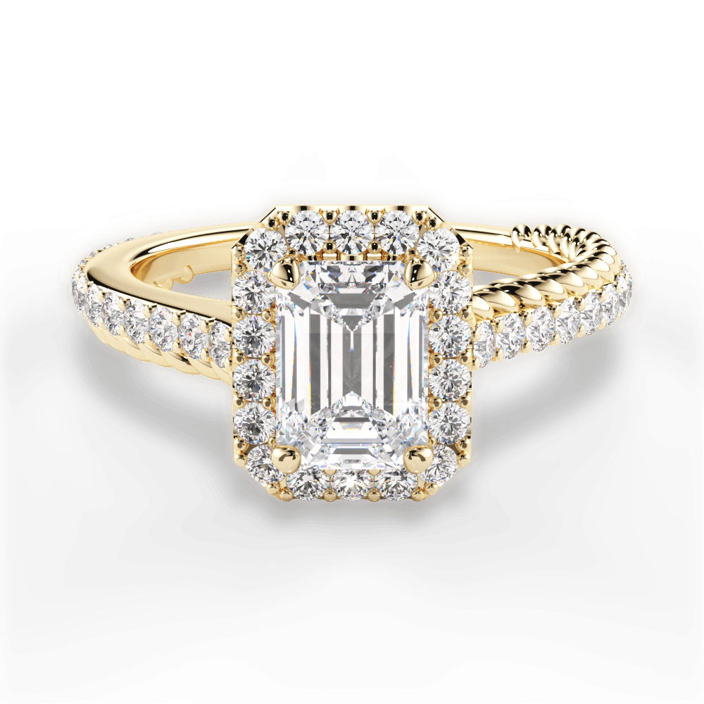 Kim Emerald Cut Lab Grown Diamond 18Kt Yellow Gold Engagement Ring