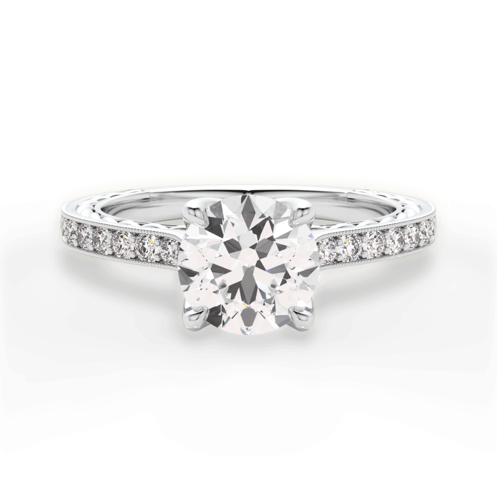 Gilda Round Cut Lab Grown Diamond 18Kt White Gold Engagement Ring
