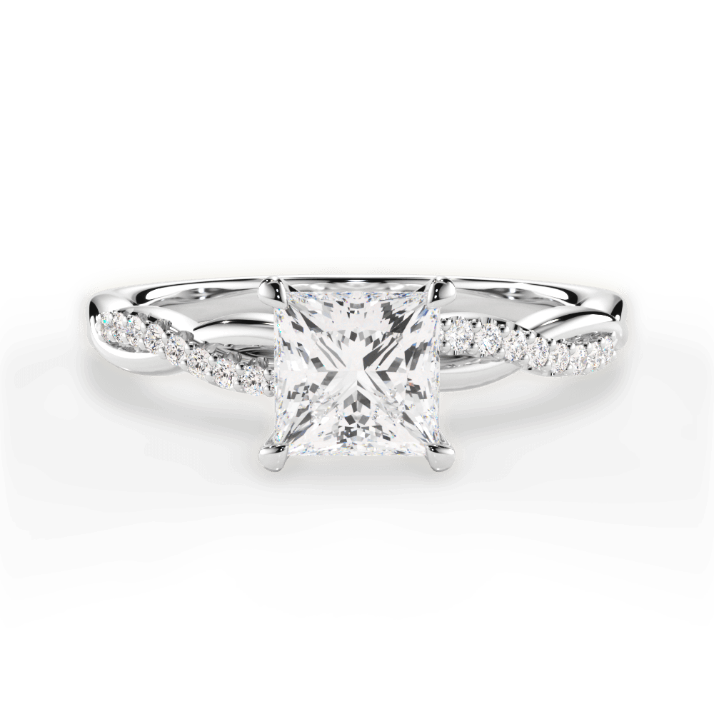 Charlotte Princess Cut Lab Grown Diamond 14Kt White Gold Engagement Ring