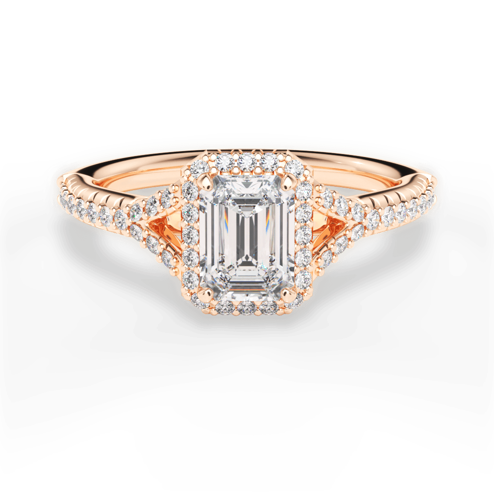 Judy Emerald Cut Lab Grown Diamond 18Kt Rose Gold Engagement Ring