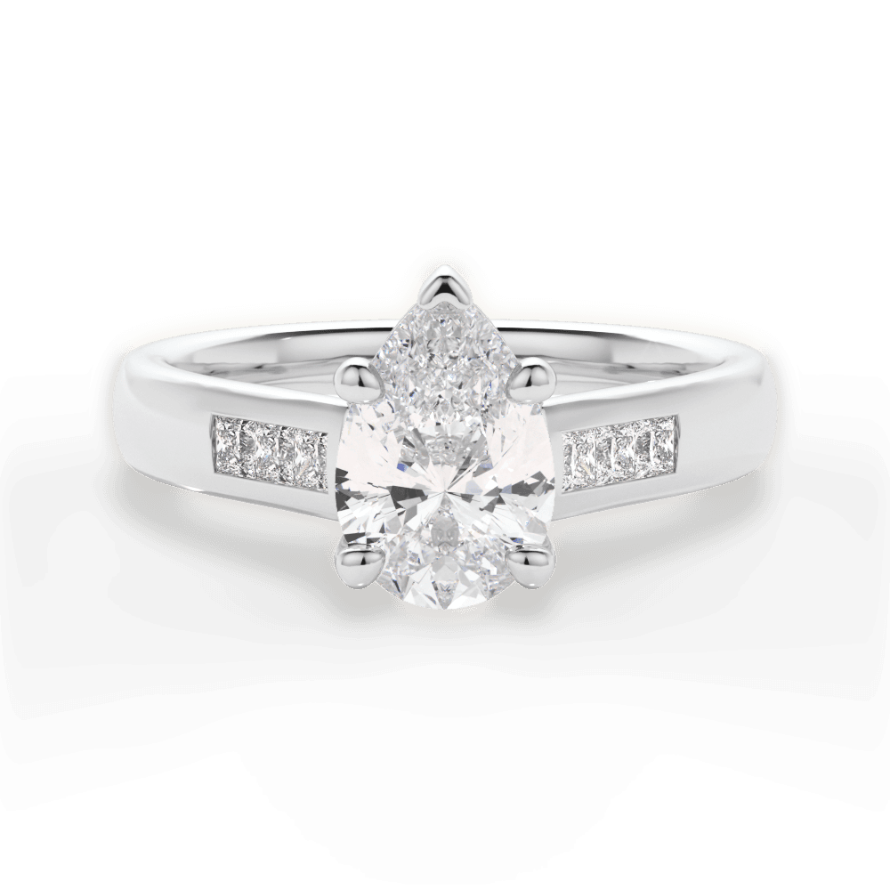 Brittany Pear Cut Lab Grown Diamond 18Kt White Gold Engagement Ring