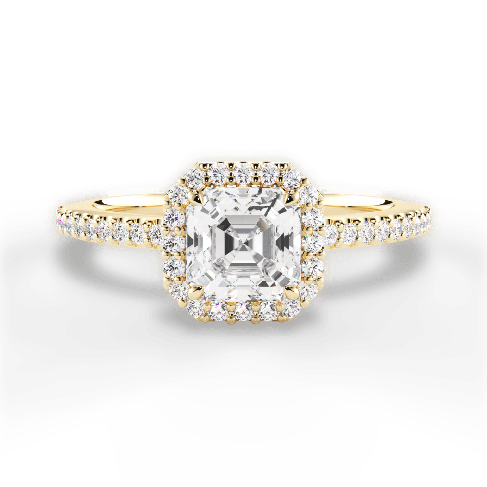 Joanne Asscher Cut Lab Grown Diamond 18Kt Yellow Gold Engagement Ring