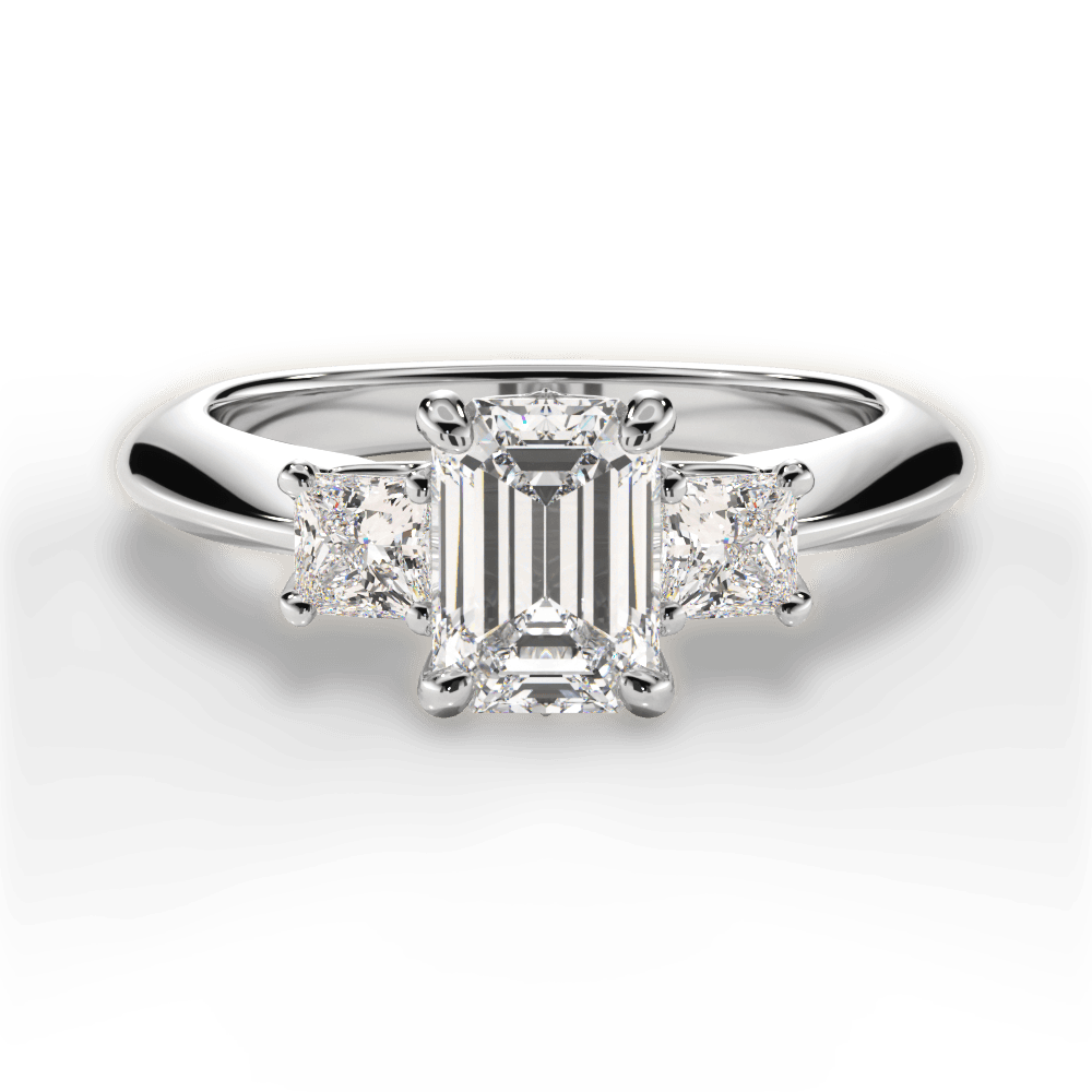 Dorothy Emerald Cut Lab Grown Diamond 14Kt White Gold Engagement Ring
