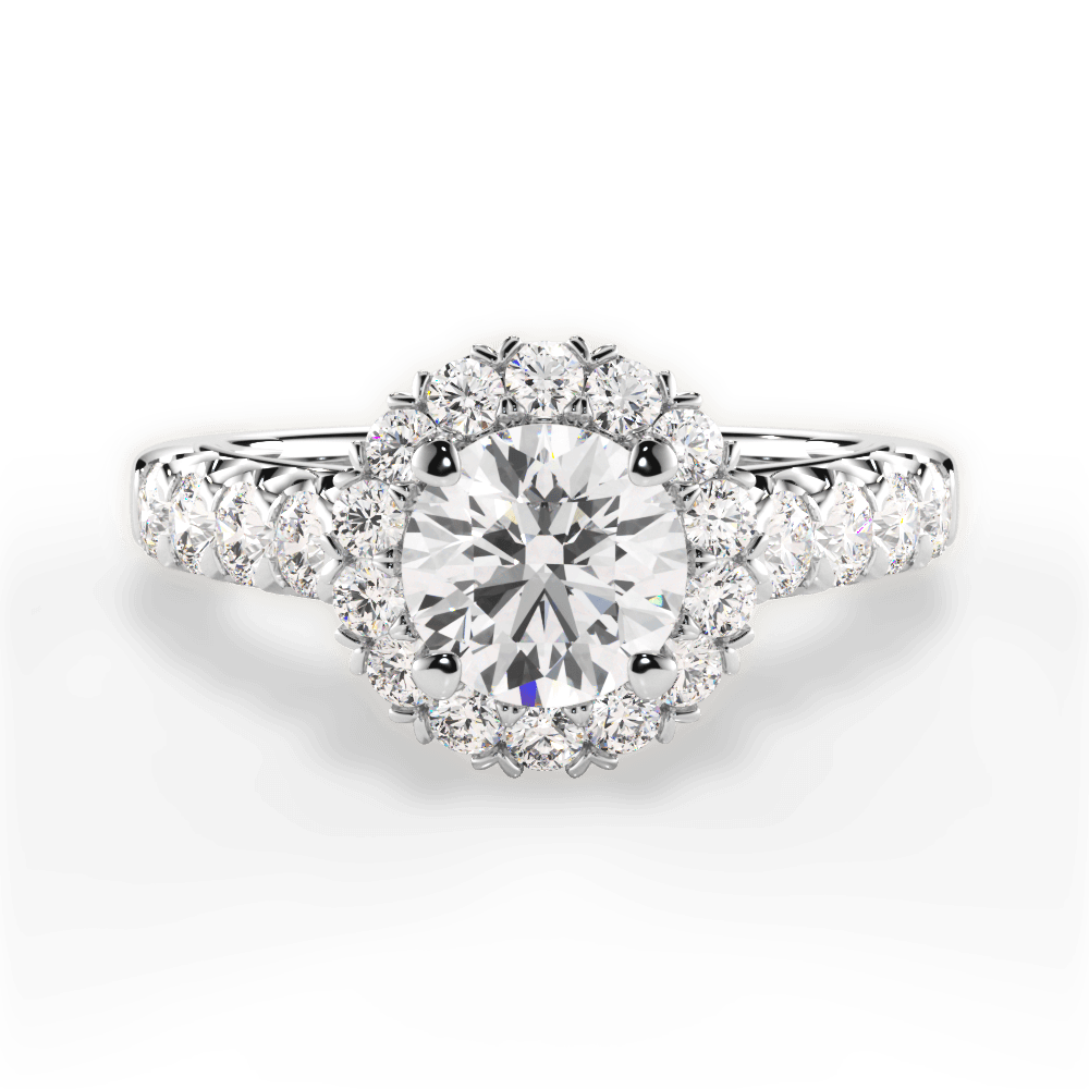 Lacey Round Cut Lab Grown Diamond 18Kt White Gold Engagement Ring