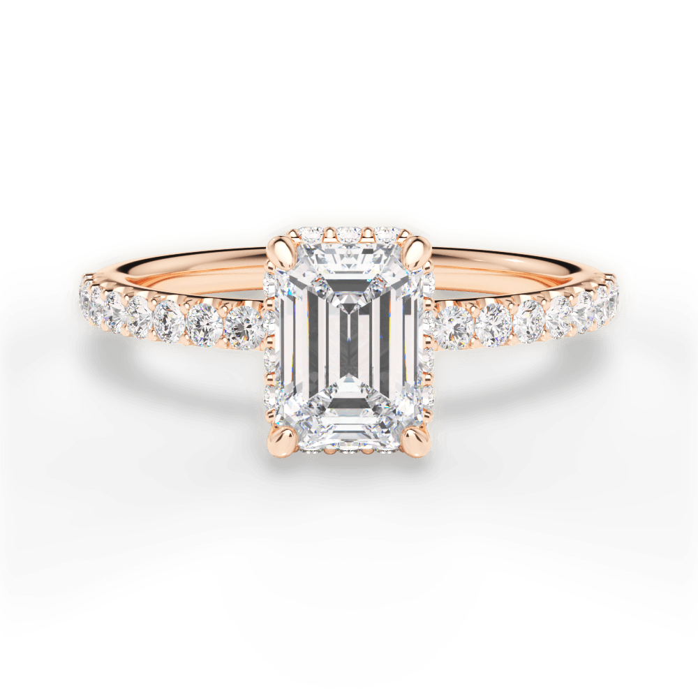 Isabella Emerald Cut Lab Grown Diamond 18Kt Rose Gold Engagement Ring