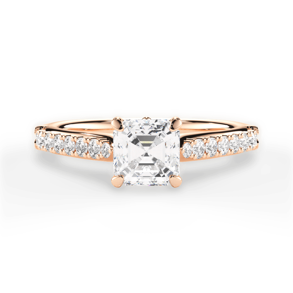 Elizabeth Asscher Cut Lab Grown Diamond 18Kt Rose Gold Engagement Ring