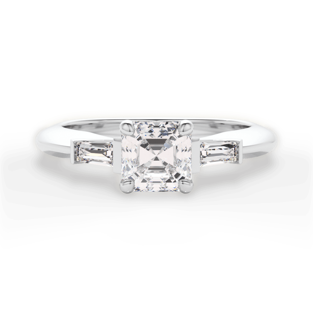 Emily Asscher Cut Lab Grown Diamond Platinum Engagement Ring