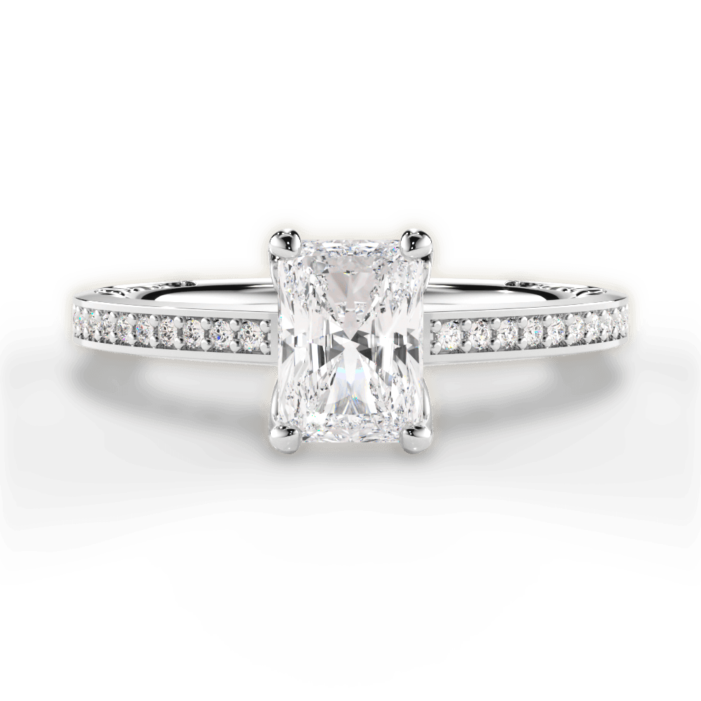 Donna Radiant Cut Lab Grown Diamond 14Kt White Gold Engagement Ring