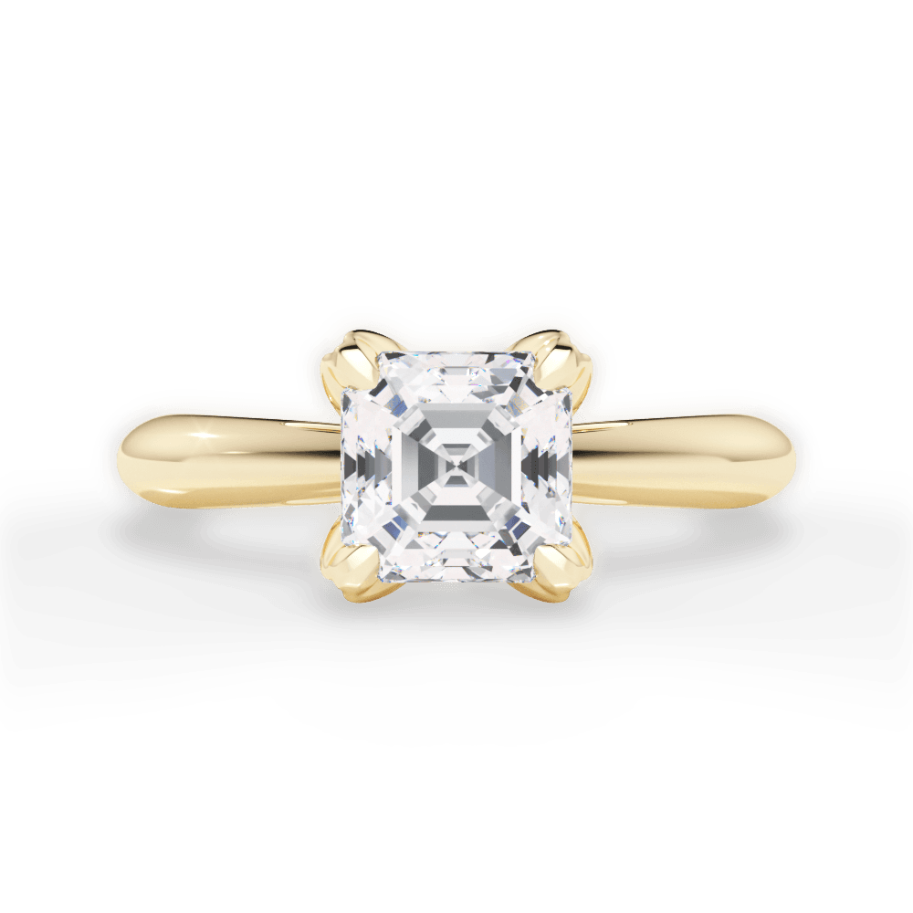 Elaine Asscher Cut Lab Grown Diamond 18Kt Yellow Gold Engagement Ring